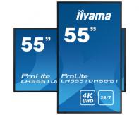 IIYAMA LH5551UHSB-B1 IIYEC141111 54,6p 4K IPS 8Ms 800cd/m² 2xHDMI-DP USB RJ45 RS232C 2x10W Remote Noir