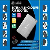 CONBT044014 1908126 Boîtier externe 2.5p SATA USB 3.0 Alu sans vis Silver