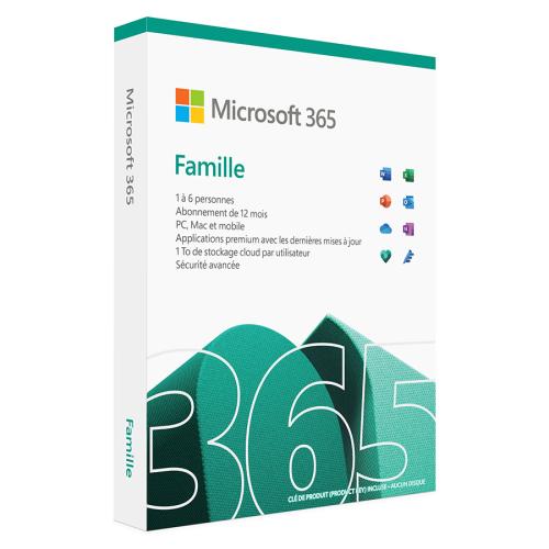 MICROSOFT 365 FAMILLE - 6 UTILISATEURS - 1 AN - WINDOWS - MACOS - ANDROID - IOS