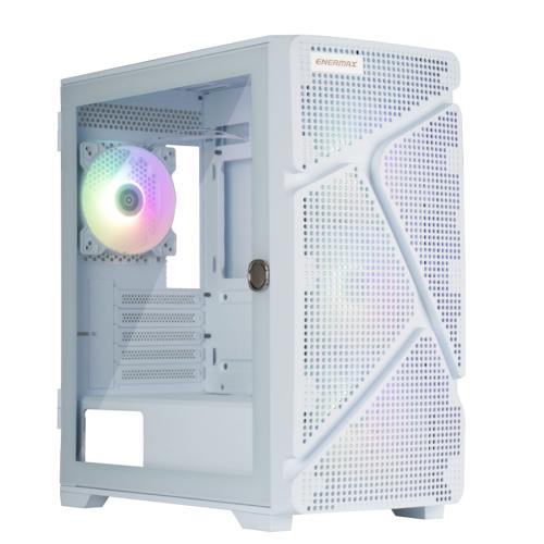 MarbleShell MS31 blanc boitier - ATX RGB fa?ade mesh verre tremp? 4 x ventilateu