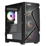 MarbleShell MS31 Noir boitier - ATX RGB fa?ade mesh verre tremp? 4 x ventilateur
