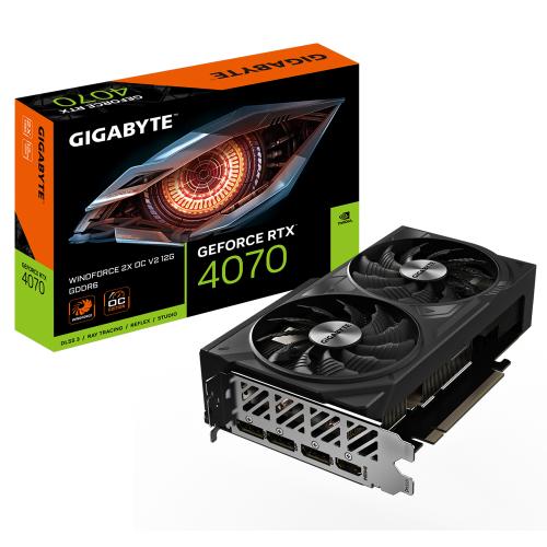 GV-N4070WF2OCV2-12GD - GIGABYTE RTX 4070 WINDFORCE 2X OC V2 12G - Carte Graphique NVIDIA RTX 4070 - 12Go GDDR6 - 2490Mhz - HDMI 