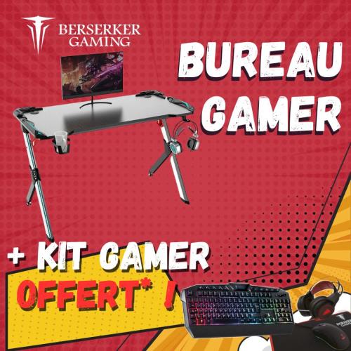 46409+36958 - Lot Bureau Gamer (46409) + pack CLavier+Souris+TAPIS+CASQUE RGB (36958) offert