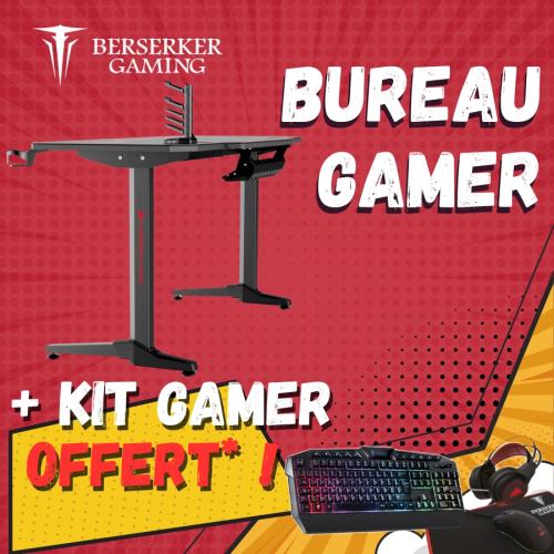 46406+36958 - Lot Bureau Gamer (46406) + pack CLavier+Souris+TAPIS+CASQUE RGB (36958) offert