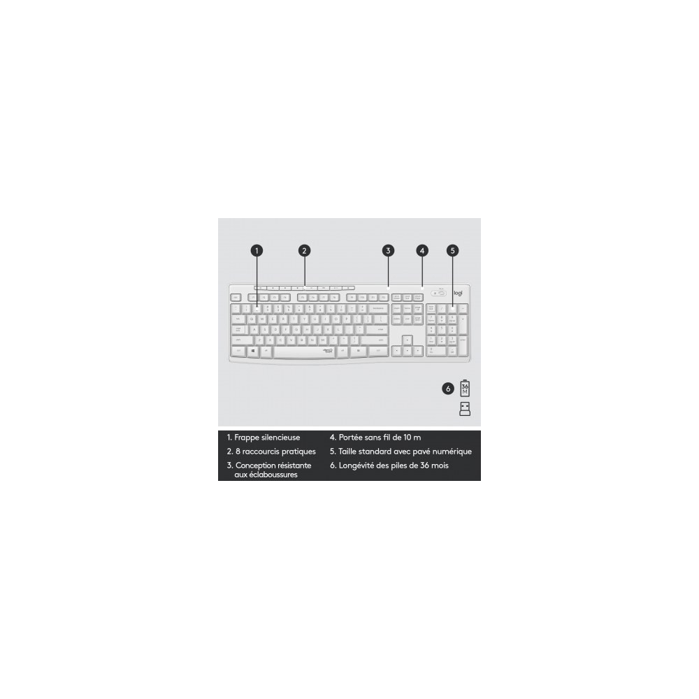 LOGCL038885 Wireless Combo MK295 WHITE boite