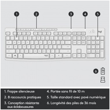 LOGCL038885 Wireless Combo MK295 WHITE boite