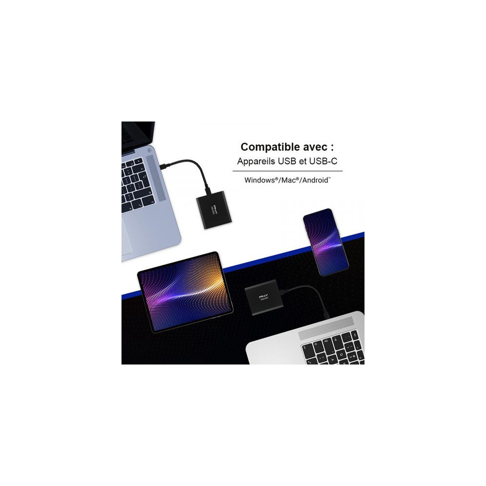 PNYDD040236 PNY ELITEX-PRO USB 3.2 - SSD - USB-C - 500Go - 1600/1500 MB/s - 3 ANS