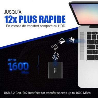 PNYDD040236 PNY ELITEX-PRO USB 3.2 - SSD - USB-C - 500Go - 1600/1500 MB/s - 3 ANS