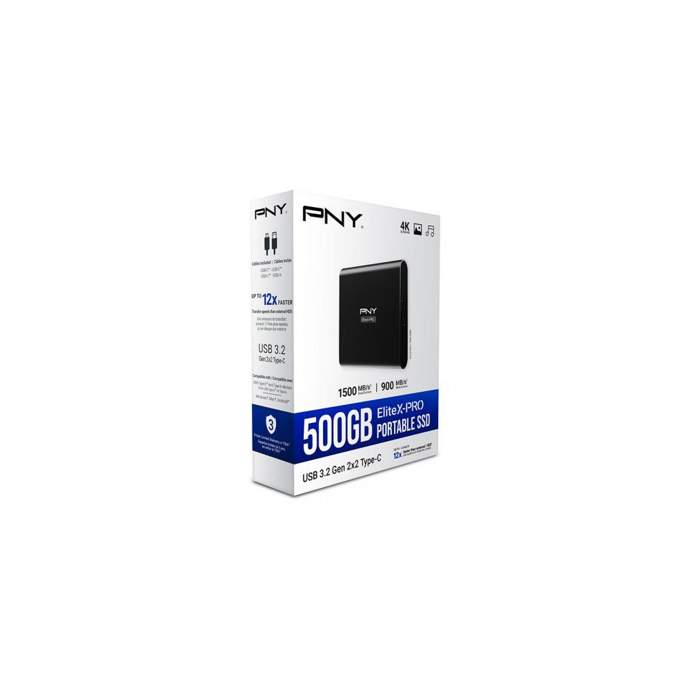 PNYDD040236 PNY ELITEX-PRO USB 3.2 - SSD - USB-C - 500Go - 1600/1500 MB/s - 3 ANS