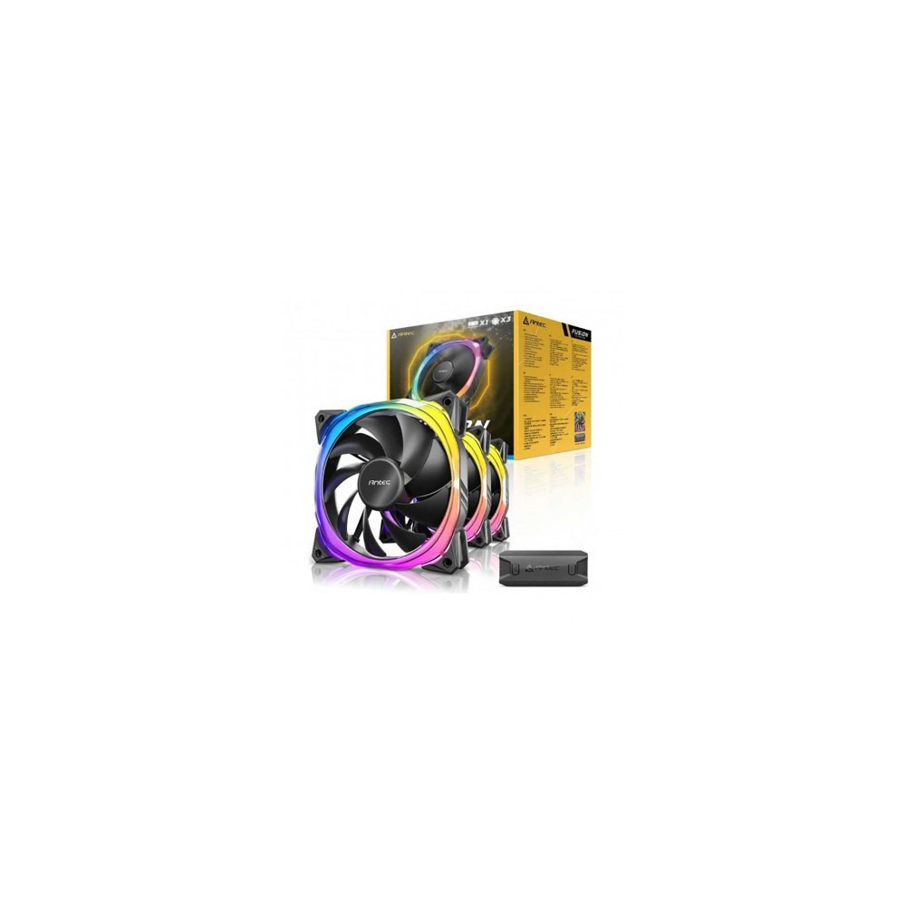 ANTVE041207 Lot de 3 Ventilateurs de boîtier PWM 120 mm avec LED RGB + contrôleur ARGB ANTVE041207 Lot de 3 Ventilateurs de boîtier PWM 120 mm avec LED RGB + contrôleur ARGB