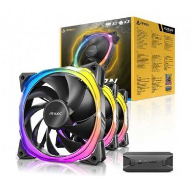 ANTVE041207 Lot de 3 Ventilateurs de boîtier PWM 120 mm avec LED RGB + contrôleur ARGB