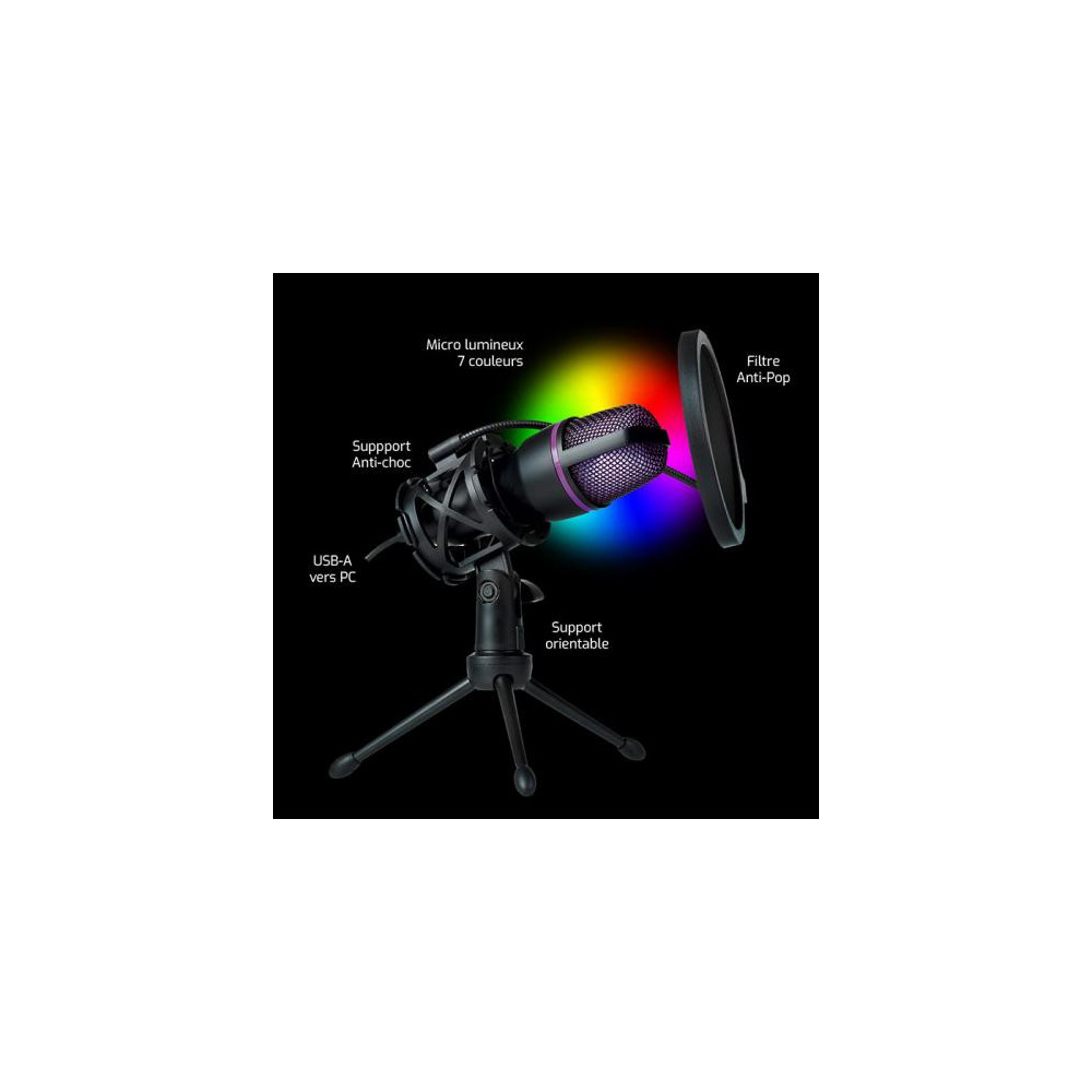 NLASTR41240 ONLAN MC-30 - MICROPHONE STREAMING - RGB - SUPPORT TREPIED - FILTRE ANTI-POP - N