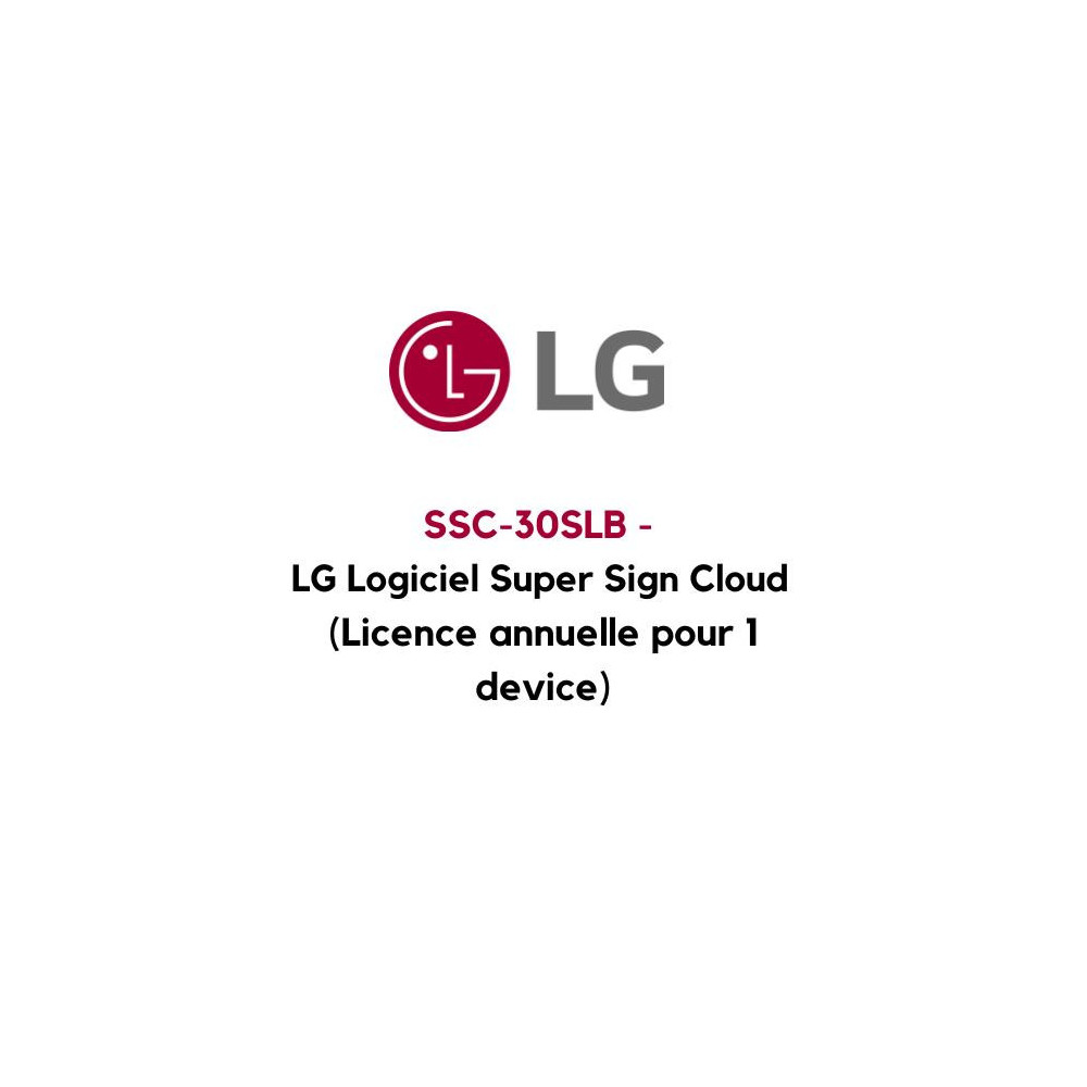 LG Logiciel Super Sign Cloud (Licence 3Ans) SSC-3SLP | ECP Grossiste informatique