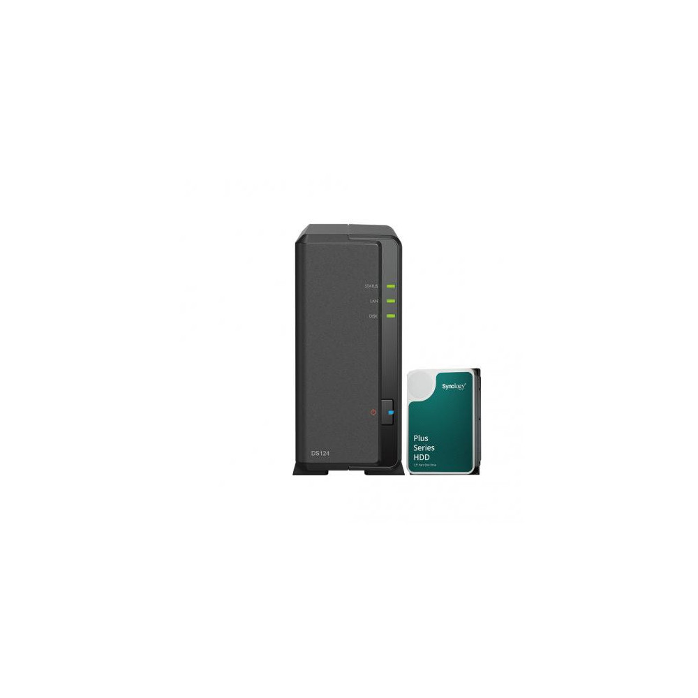 Bundle NAS Synology DS124 1Go avec 1 disque Synology 12To HAT3300, non assemblé | ECP Grossiste informatique