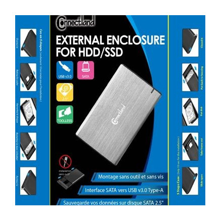 CONBT044014 1908126 Boîtier externe 2.5p SATA USB 3.0 Alu sans vis Silver