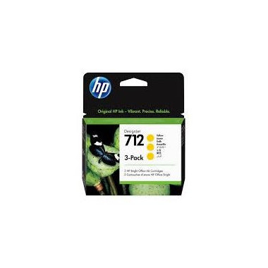 HP Pack de 3 cartouches d'encre DesignJet HP 712, jaune, 29 ml
