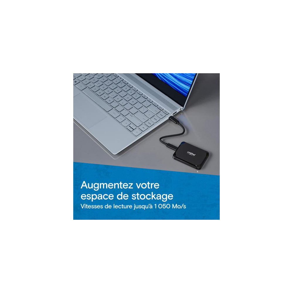 Crucial X9 2To Disque SSD Externe Portable, Jusqu’à 1050Mo/s, Compatible avec PC, Mac, PlayStation et Xbox, USB-C 3.2