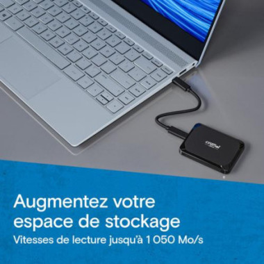 Crucial X9 2To Disque SSD Externe Portable, Jusqu’à 1050Mo/s, Compatible avec PC, Mac, PlayStation et Xbox, USB-C 3.2