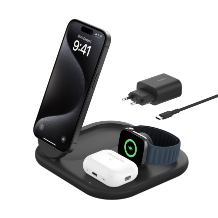BELKIN Qi2 15w Magnetic 3in1 Stand Black