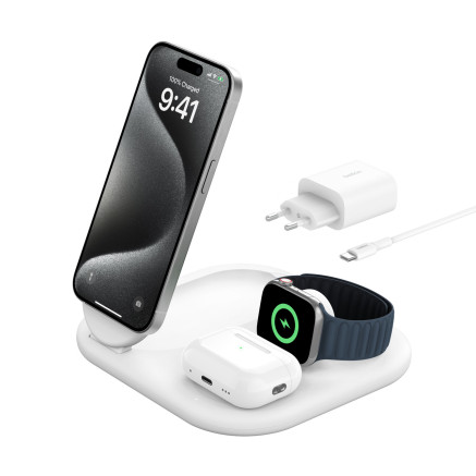 BELKIN Qi2 15w Magnetic 3in1 Stand White