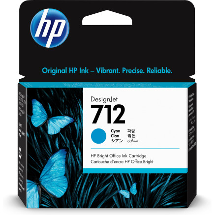 HP 712 - 29 ml - cyan - original - DesignJet - cartouche dencre - pour DesignJet Studio, T210, T230, T250, T630, T650