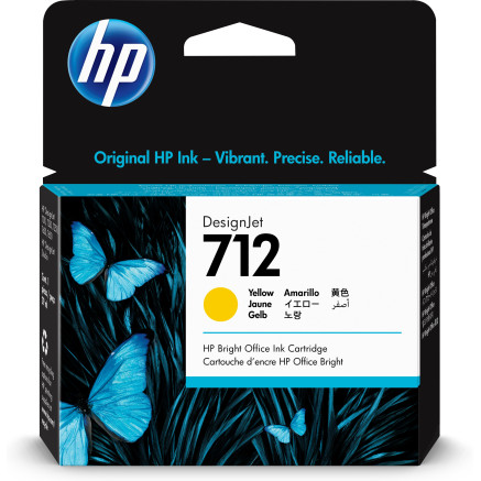HP 712 - 29 ml - jaune - original - DesignJet - cartouche dencre - pour DesignJet Studio, T210, T230, T250, T630, T650