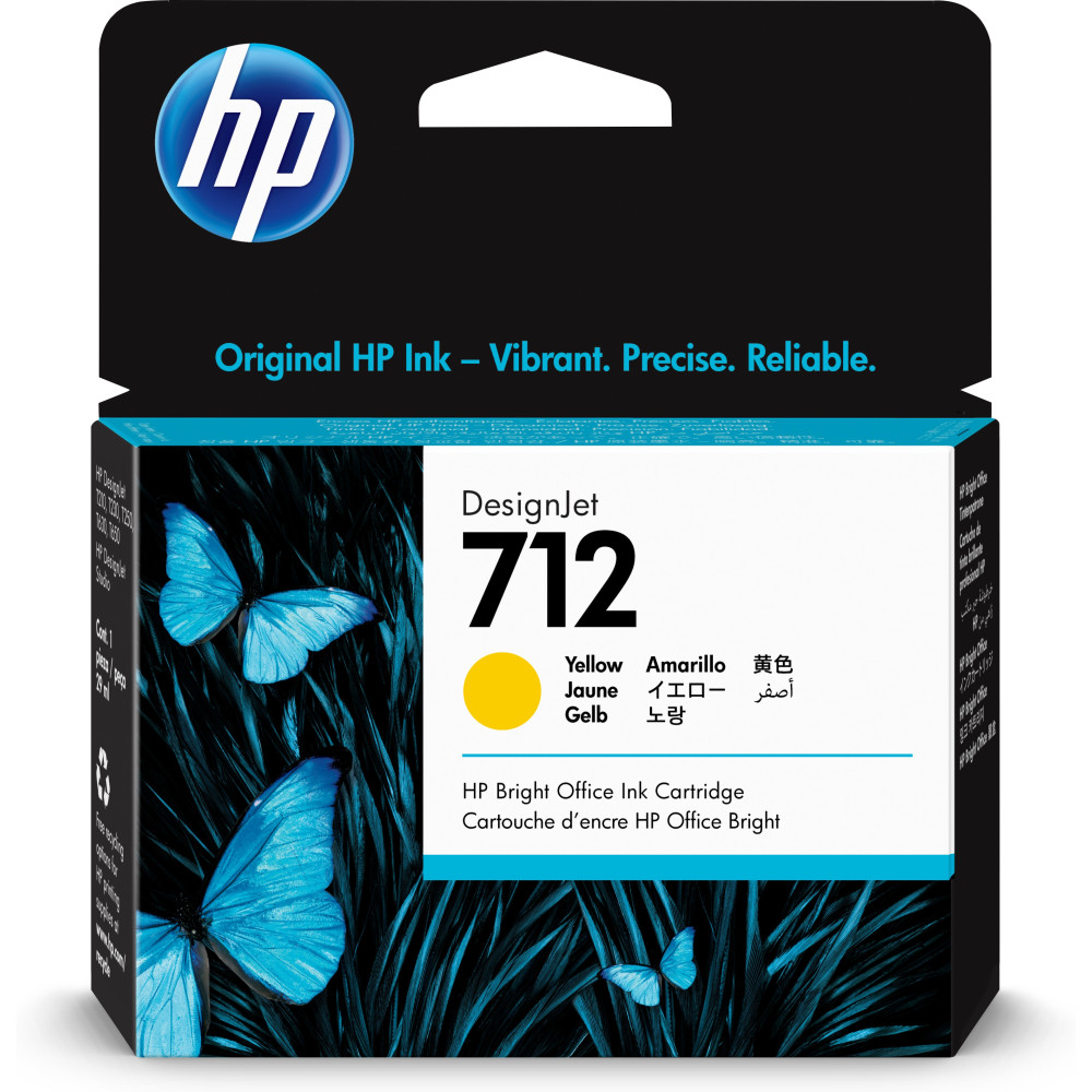 HP 712 - 29 ml - jaune - original - DesignJet - cartouche dencre - pour DesignJet Studio, T210, T230, T250, T630, T650