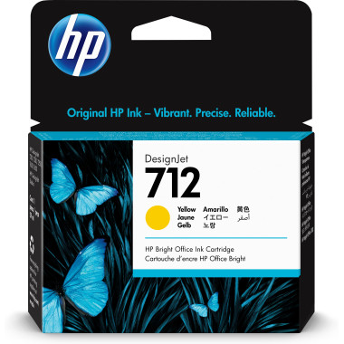 HP 712 - 29 ml - jaune - original - DesignJet - cartouche dencre - pour DesignJet Studio, T210, T230, T250, T630, T650