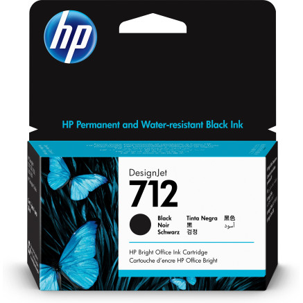 HP 712 - 38 ml - noir - original - DesignJet - cartouche dencre - pour DesignJet Studio, T210, T230, T250, T630, T650