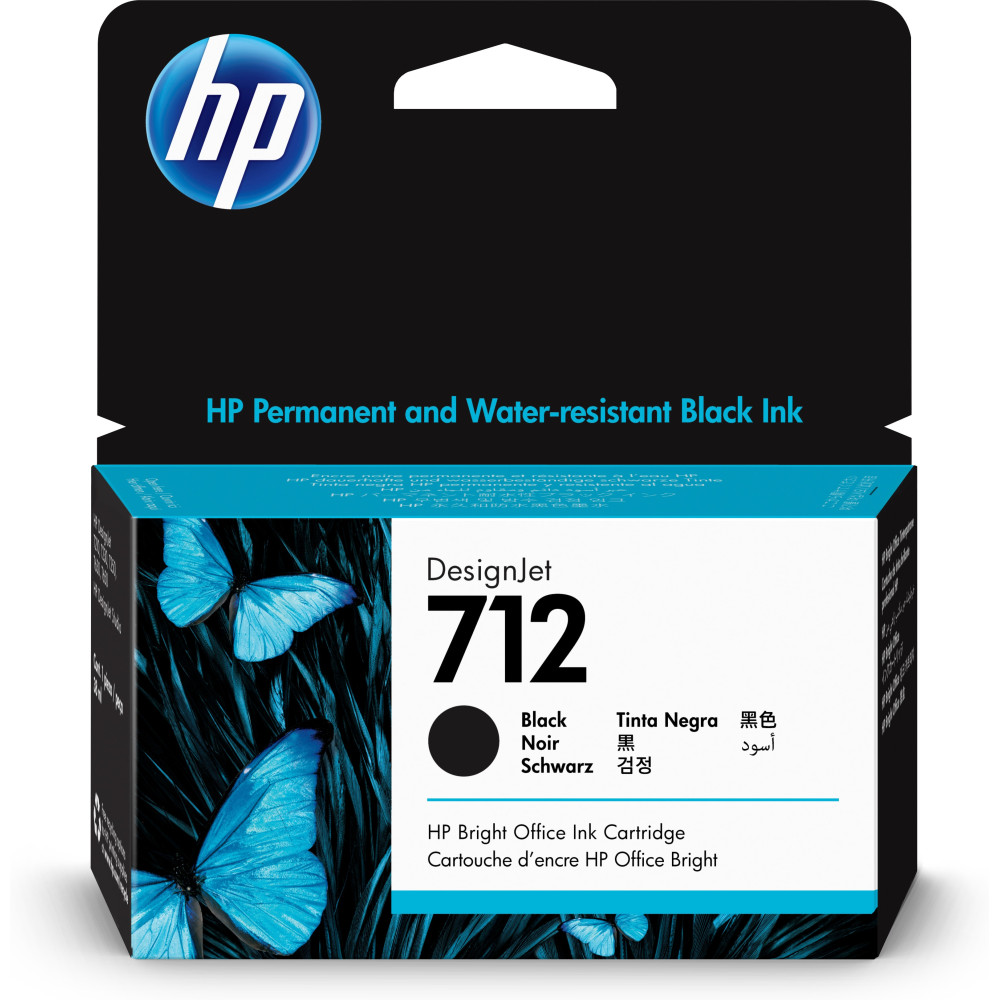 HP 712 - 38 ml - noir - original - DesignJet - cartouche dencre - pour DesignJet Studio, T210, T230, T250, T630, T650