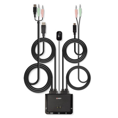 LINDY 2 Port DP 1.2 USB TypeC KVM Switch