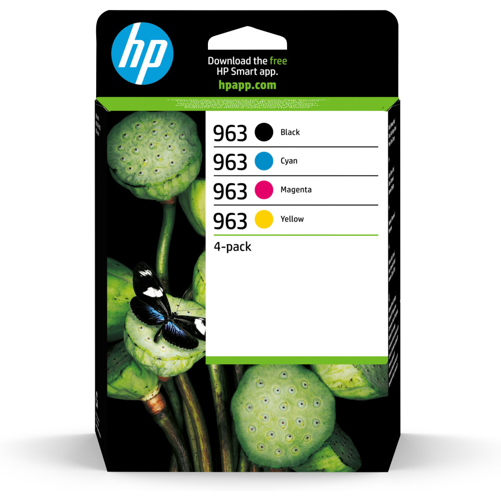 HP 963 - Pack de 4 - noir, jaune, cyan, magenta - original - cartouche dencre - pour Officejet Pro 9010, 9012, 9014, 9015, 90 HP 963 - Pack de 4 - noir, jaune, cyan, magenta - original - cartouche dencre - pour Officejet Pro 9010, 9012, 9014, 9015, 90