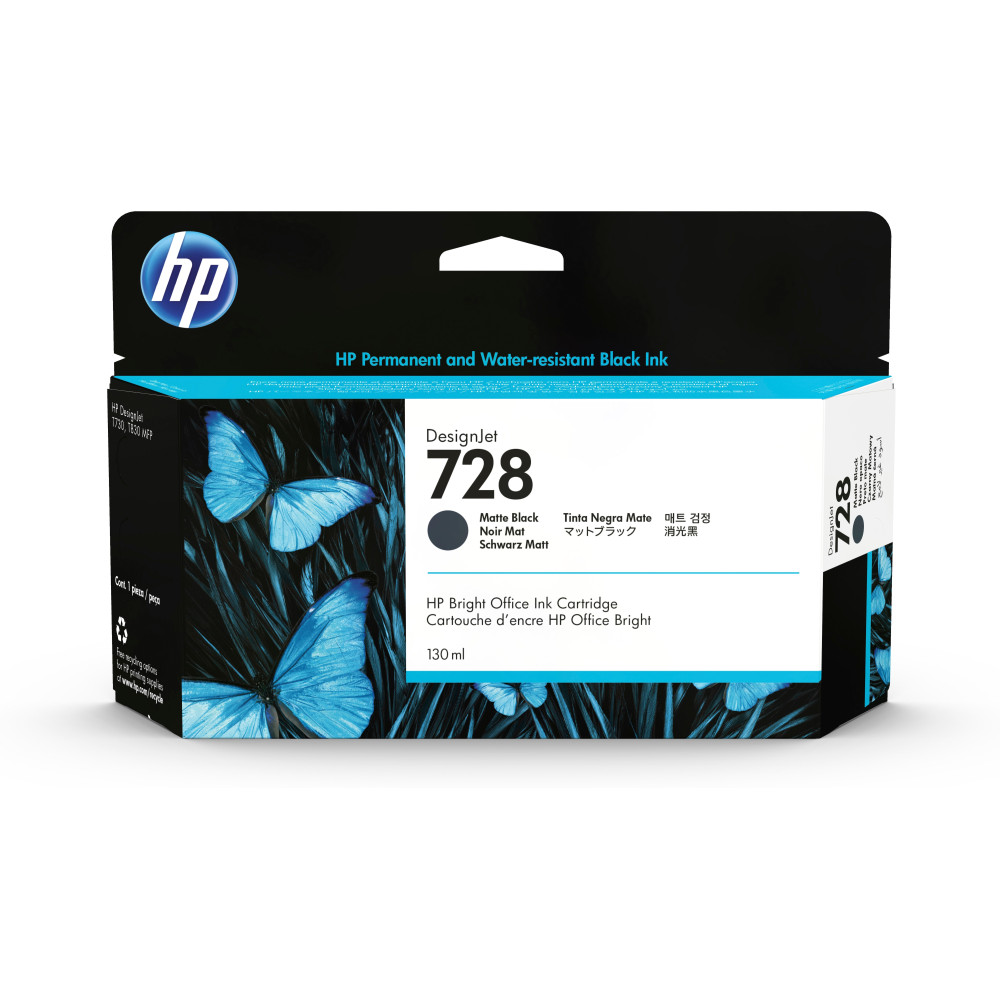 HP 728 - 130 ml - noir mat - original - DesignJet - cartouche dencre - pour DesignJet T730, T830 HP 728 - 130 ml - noir mat - original - DesignJet - cartouche dencre - pour DesignJet T730, T830