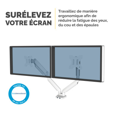 FELLOWES Bras Porte-Ecrans Double Blanc
