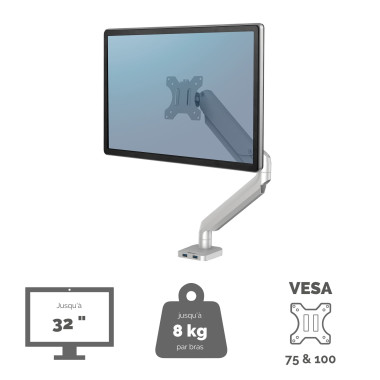 FELLOWES Bras Porte-Ecran Simple Gris