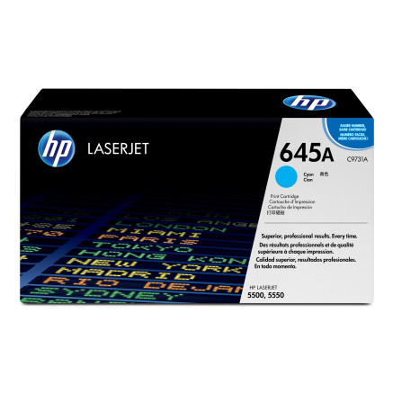 HP 645A - Cyan - original - LaserJet - cartouche de toner (C9731A) - pour Color LaserJet 5500, 5550