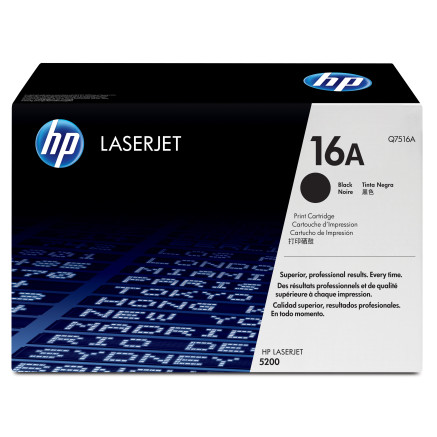 HP 16A - Noir - original - LaserJet - cartouche de toner (Q7516A) - pour LaserJet 5200, 5200dtn, 5200L, 5200Lx, 5200n, 5200tn