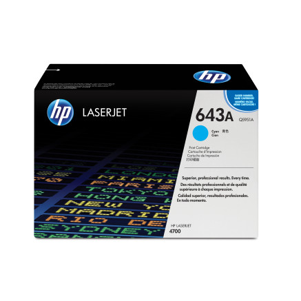 HP 643A - Cyan - original - LaserJet - cartouche de toner (Q5951A) - pour Color LaserJet 4700, 4700dn, 4700dtn, 4700n, 4700ph