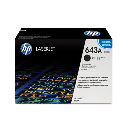 HP 643A - Noir - original - LaserJet - cartouche de toner (Q5950A) - pour Color LaserJet 4700, 4700dn, 4700dtn, 4700n, 4700ph