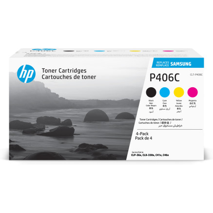 HP CLT-P406C - Pack de 4 - noir, jaune, cyan, magenta - original - cartouche de toner (SU375A) - pour Samsung CLX-3300, 3302,