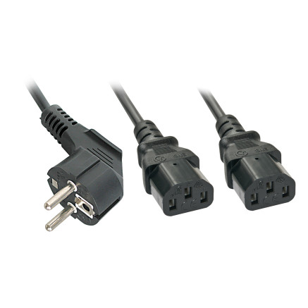 LINDY 2m Schuko to 2x IEC C13 Y-Cable