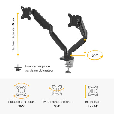 FELLOWES BRAS PORTE ÃCRAN DOUBLE PLAT