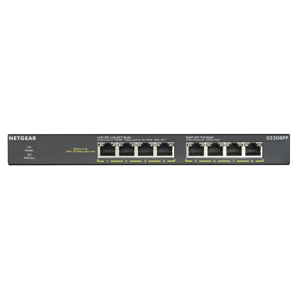 NETGEAR Switch 8-port 101001000 GS308PP-100EUS NETGEAR Switch 8-port 101001000 GS308PP-100EUS