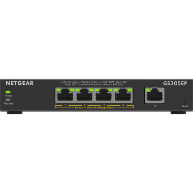 NETGEAR Plus Switch 5-port 101001000 GS305EP-100PES