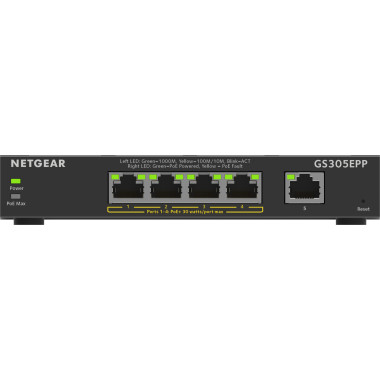 NETGEAR Plus Switch 5-port 101001000 GS305EPP-100PES