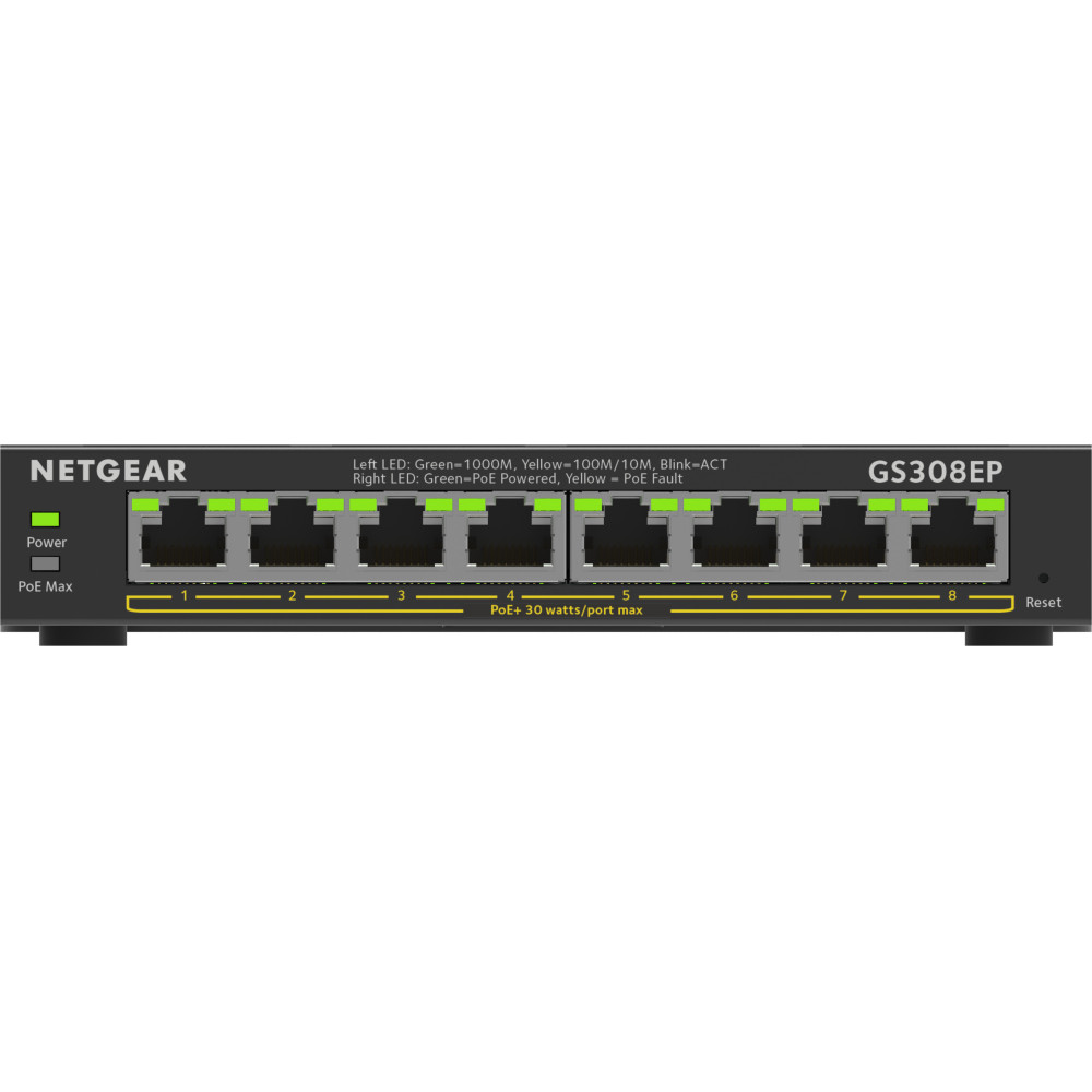 NETGEAR Plus Switch 8-port 101001000 GS308EP-100PES NETGEAR Plus Switch 8-port 101001000 GS308EP-100PES