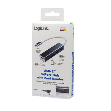 LogiLink USB 3.2 Gen 1x1 USB-C 3-Port Hub, mit Kartenleser UA0305