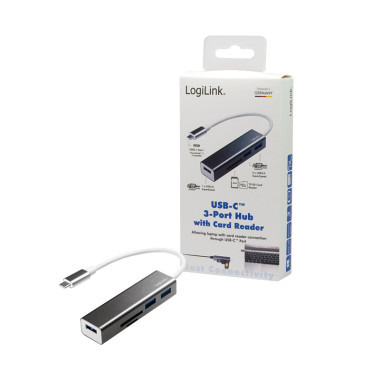 LogiLink USB 3.2 Gen 1x1 USB-C 3-Port Hub, mit Kartenleser UA0305