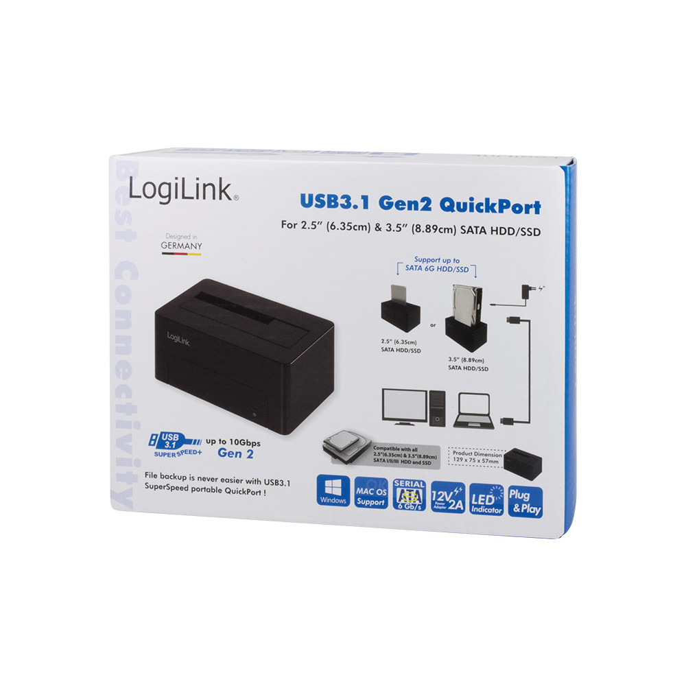 HDD Dockingstation LogiLink Quickport USB 3.1 Gen 2 1-Port f 2,53,5 SATA HDDSSD QP0027