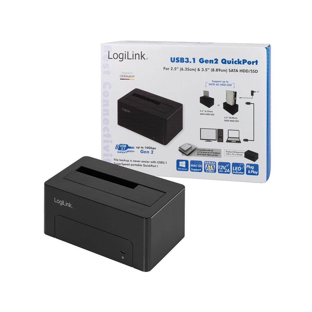 HDD Dockingstation LogiLink Quickport USB 3.1 Gen 2 1-Port f 2,53,5 SATA HDDSSD QP0027